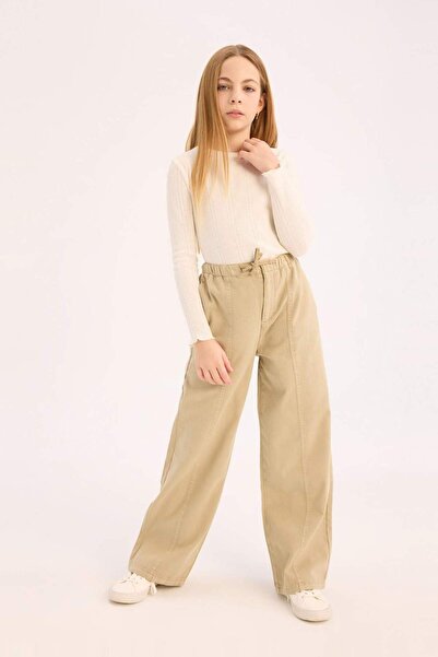 DeFacto Kız Çocuk Wide Leg Geniş Paça Pamuklu Pantolon D7609A825SM