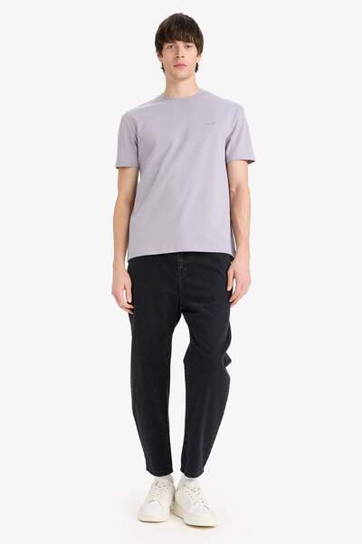 DeFacto Μπλουζάκι με κοντό μανίκι από βαρύ ύφασμα με κανονική εφαρμογή D551