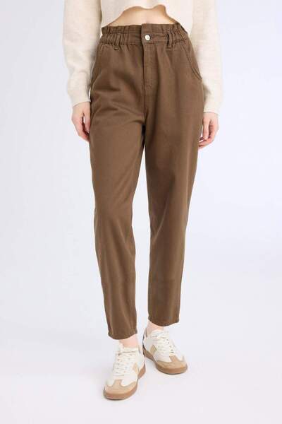 DeFacto Paperbag Beli Lastikli Bilek Boy Jean Pantolon E3870AX25SP