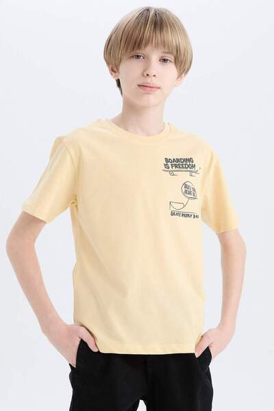 DeFacto Boy's Crew Neck Printed Short Sleeve T-Shirt D9260A825Sm