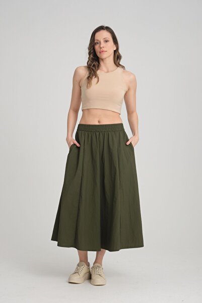 İLKCET MODA Loose Cut Parachute Fabric Women's Skirt