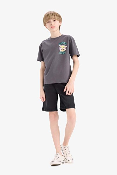 DeFacto Αγόρια Star Wars-Mandalorian Crew λαιμόκοψη κοντομάνικο μπλουζάκι D9572A825SM