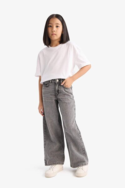 DeFacto Kız Çocuk Wide Leg Geniş Paça Jean Pantolon D7111A825SP
