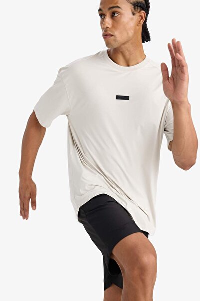 DeFacto DeFactoFit Boxy Fit Bisiklet Yaka Baskılı Sporcu Kısa Kollu Tişört D7365AX25SP