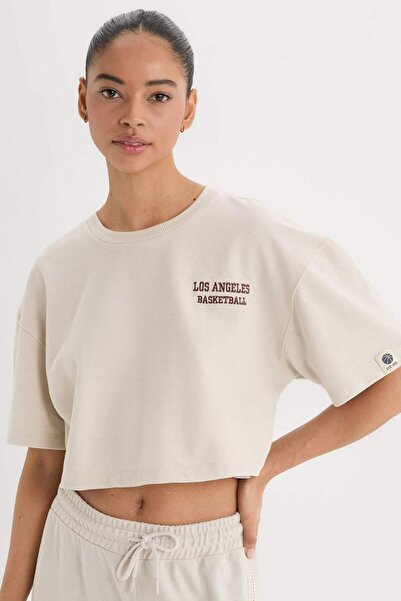 DeFacto DeFactoFit Crew Neck Sport Printed Athlete Pique κοντομάνικο μπλουζάκι D6188AX25SP