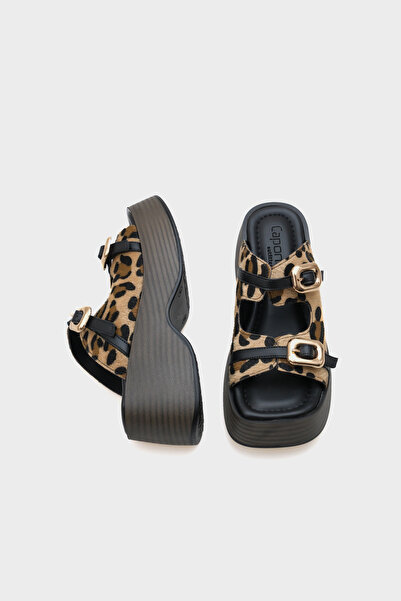 Capone Outfitters Masha Wedge Heeled Double Buckle Women's Slippers