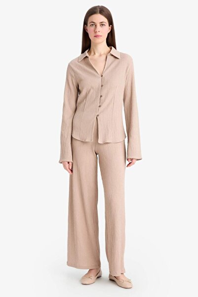 DeFacto Wide Leg Elastic Waist Wide Leg Wrinkle Pants F0057Ax25Sp