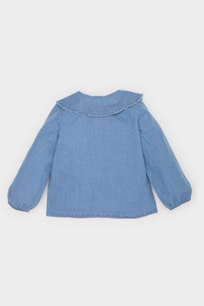 DeFacto Kız Bebek Büyük Yaka Jean Görünümlü Uzun Kollu Gömlek E2835A525SP