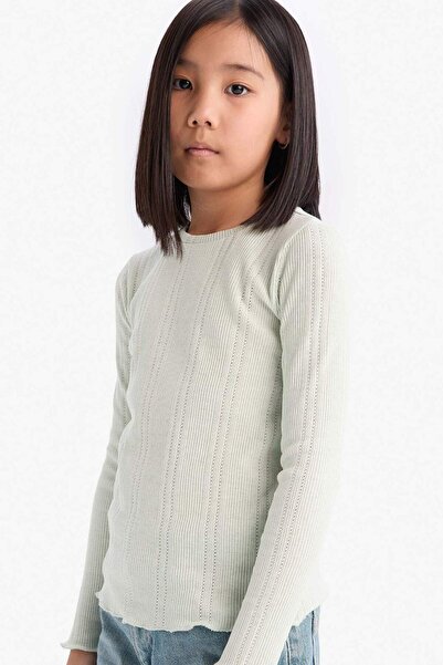 DeFacto Dívčí tričko Slim Fit Slim Fit Crew Tričko s dlouhým rukávem D9234A825SP