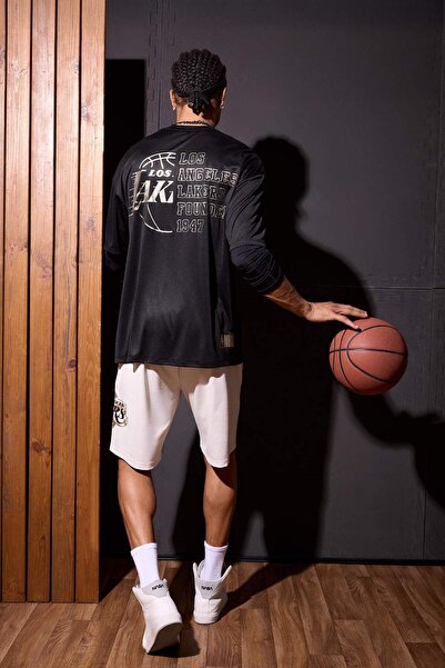 DeFacto Defactofit Nba Los Angeles Lakers Boxy Fit Crew Neck Back Printed Short Sleeve T-Shirt E0348Ax25Sp