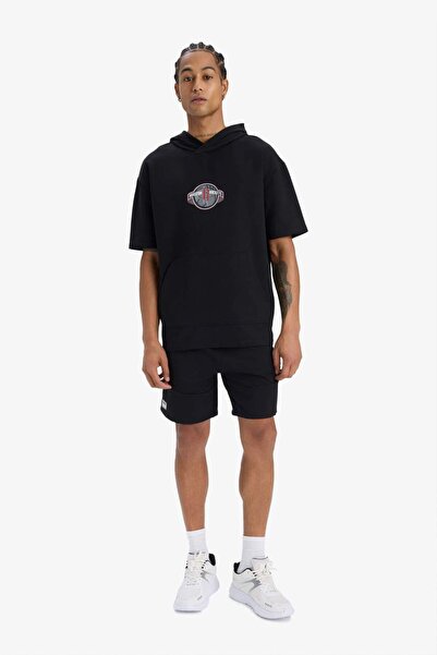 DeFacto DeFactoFit NBA Houston Rockets Oversize Geniş Kalıp Kapüşonlu Sırt Baskılı Kısa Kollu Tişört D9898AX