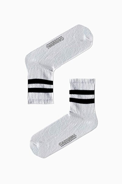 CARNAVAL SOCKS Λευκές πολύχρωμες αθλητικές κάλτσες με διπλή ρίγα