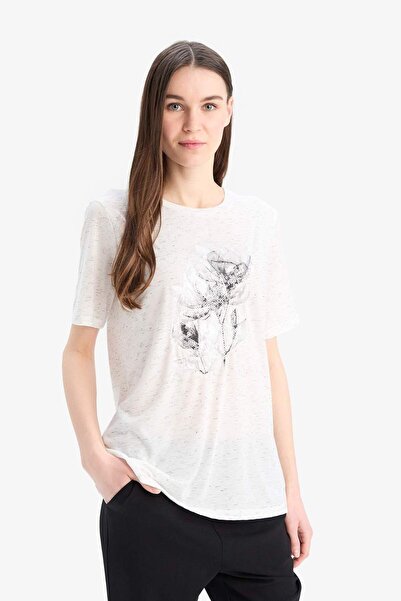 DeFacto Bedrucktes Kurzarm-T-Shirt mit Rundhalsausschnitt E0919AX25SP