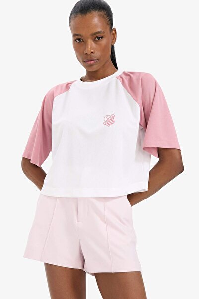 DeFacto Defactofit Crop Crew Neck Printed Sportsman Short Sleeve T-Shirt D8031Ax25Sp