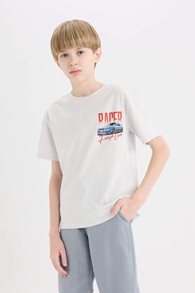 DeFacto Boy's Crew Neck Back Printed Short Sleeve T-Shirt D9266A825Sm