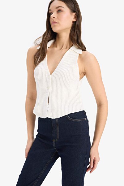 DeFacto Coool Slim Fit Dar Kesim Düğmeli Triko Yelek D3584AX25SP