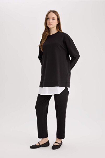 DeFacto Harem Basic Düz Sweatshirt Kumaşı Pantolon D9363AX25SP