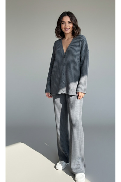 My Blog Anthracite Cardigan Knitwear Set - 4600