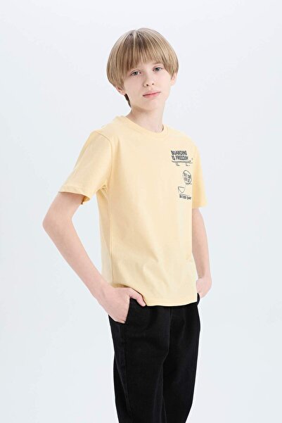 DeFacto Boy's Crew Neck Printed Short Sleeve T-Shirt D9260A825Sm