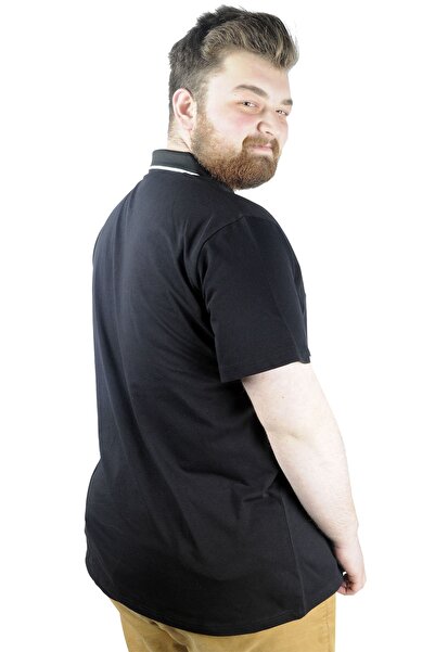 ModeXL Μπλουζάκι Mode Xl Μεγάλο Μέγεθος Polo Lycra με Μονή Τζέρσεϊ Τσέπη 21558 Μαύρο