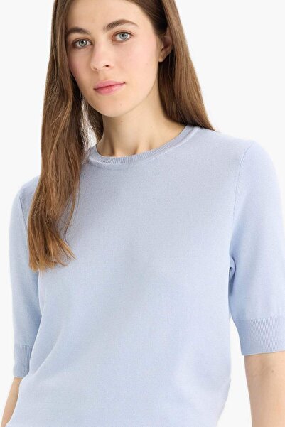 DeFacto Tricotaj cu mânecă scurtă, cu decolteu rotund, cu croială obișnuită, D6272AX25SM