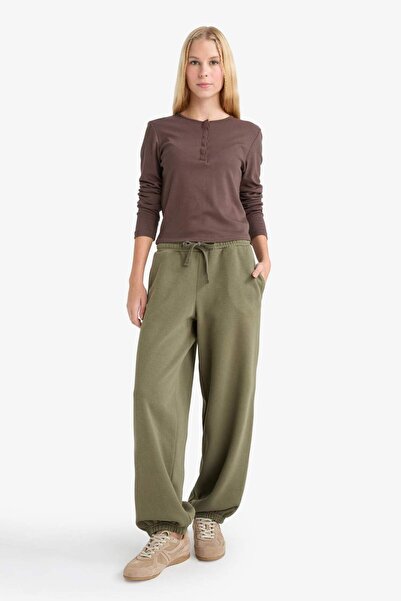 DeFacto Μακρυμάνικο μπλουζάκι με κουμπιά με γιακά με ραβδώσεις E7680AX25SP