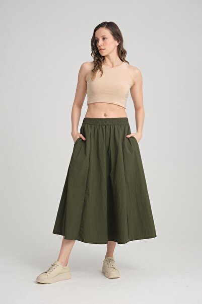 İLKCET MODA Loose Cut Parachute Fabric Women's Skirt