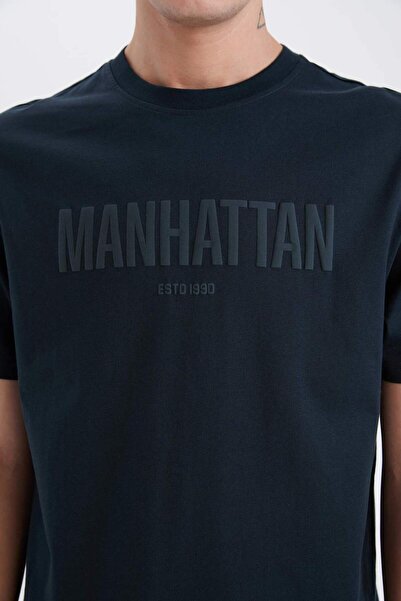 DeFacto 100 % Baumwolle, reguläre Passform, Rundhalsausschnitt, bedrucktes Kurzarm-T-Shirt D5578AX25SP