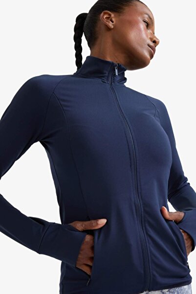 DeFacto DeFactoFit Fitted Dik Yaka Sporcu Fermuarlı Sweatshirt Hırka E7755AX25SP