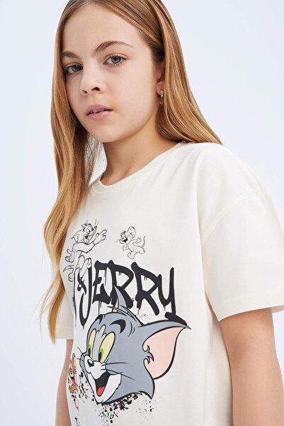 DeFacto Girls Tom & Jerry Relax Fit Crew Neck Short Sleeve T-Shirt D8827A825Sp