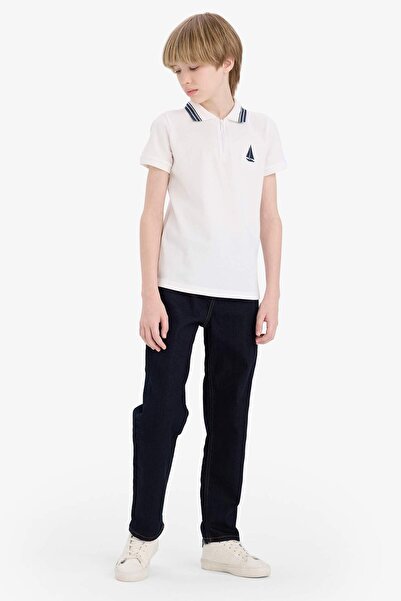 DeFacto Tricou cu mânecă scurtă pentru băiat, cu guler polo, brodat, D8091A825SM