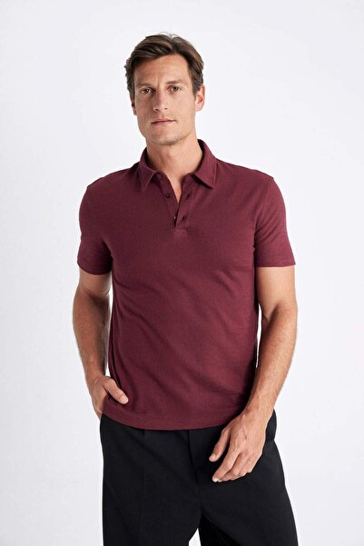 DeFacto Slim Fit Slim Fit Polo Neck Short Sleeve Textured T-Shirt C8573Ax24Sm