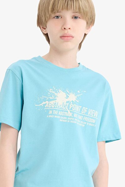 DeFacto Boy's Crew Neck Printed Short Sleeve T-Shirt E0081A825Sm