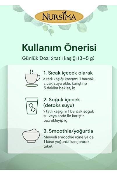 Nursima Detox Bitkisel Toz Karışım – 140 gr | Organik Fit Fix İçecek Alternatifi