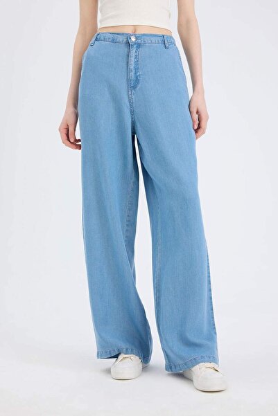 DeFacto Pull On Wide Leg Yüksek Bel Uzun Yıkamalı Pantolon D8238AX25SM