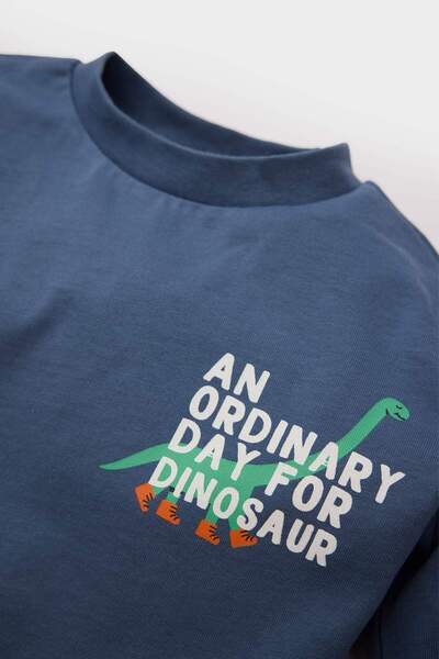 DeFacto Tricou cu mânecă lungă imprimat cu decolteu pentru bebeluși E3659A525SP