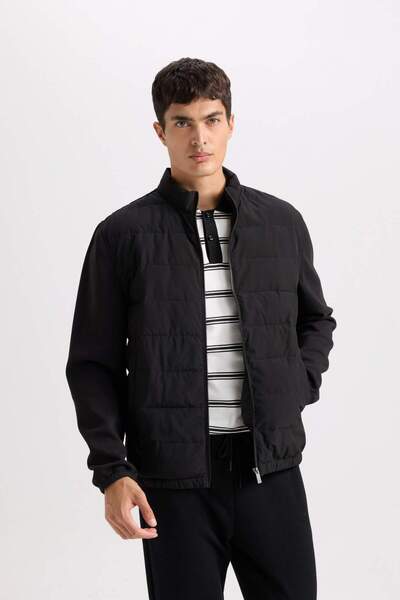 DeFacto Waterproof Slim Fit Coat - Stand Collar and Elastic Zipper D7532Ax25Sp