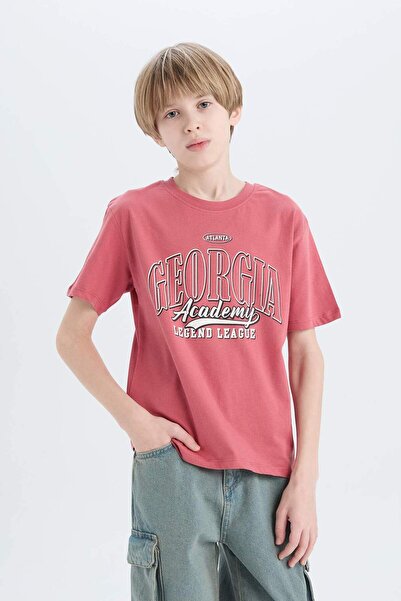 DeFacto Boy's Crew Neck Printed Short Sleeve T-Shirt D9262A825Sm