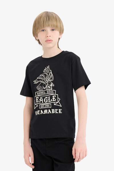 DeFacto Chlapecké tričko s krátkým rukávem a výstřihem D9281A825Sm