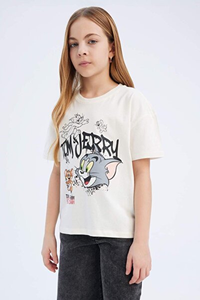 DeFacto Girls Tom & Jerry Relax Fit Crew Neck Short Sleeve T-Shirt D8827A825Sp