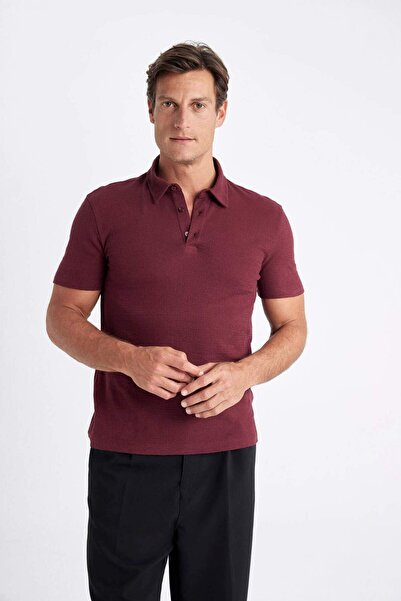 DeFacto Slim Fit Slim Fit Polo Neck Short Sleeve Textured T-Shirt C8573Ax24Sm