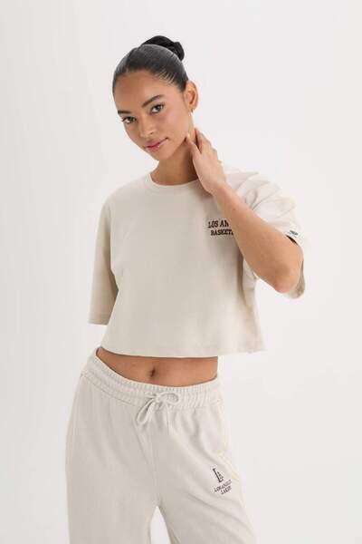 DeFacto DeFactoFit Crew Neck Sport Printed Athlete Pique κοντομάνικο μπλουζάκι D6188AX25SP