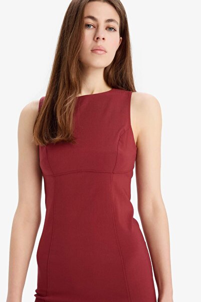 DeFacto Bodycon Vücudu Saran Bisiklet Yaka Bengalin Kolsuz Mini Elbise E3975AX25SP