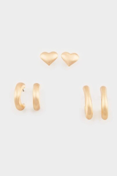 DeFacto Kadın 3'lü Mat Gold Küpe E4439AXNS
