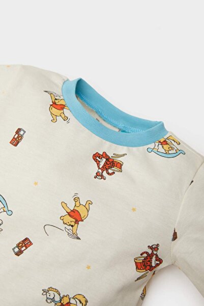 DeFacto Erkek Bebek Pijama Takımı Disney Winnie The Pooh Penye Uzun Kollu Üst Beli Lastikli Uzun Alt E0755A5
