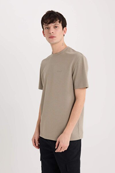 DeFacto Μπλουζάκι με κοντό μανίκι από βαρύ ύφασμα με κανονική εφαρμογή D551