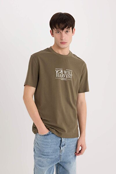 DeFacto Μπλουζάκι με κοντό μανίκι με στάμπα με κανονική εφαρμογή από 100% βαμβάκι D6204AX25SP