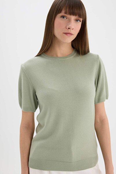 DeFacto Regular Fit Basic Düz Bisiklet Yaka Kısa Kollu Triko Kazak E6810AX25SP