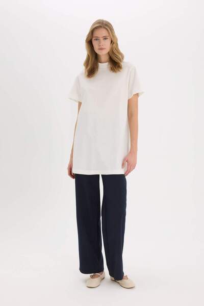 DeFacto Regular Fit Crew nyakú Basic Sima rövid ujjú Hidzsáb póló Tunika A8351AX25SP