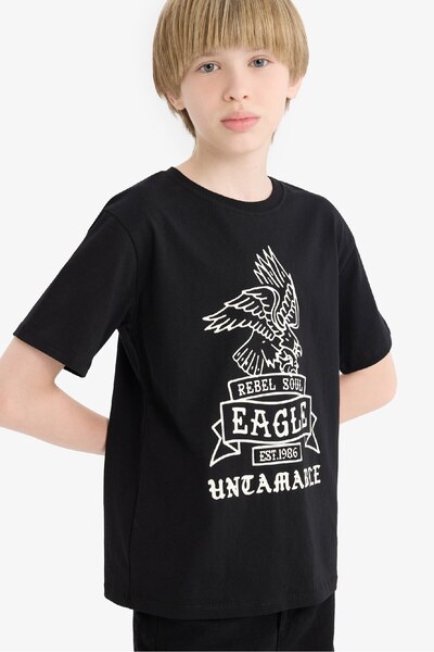 DeFacto Chlapecké tričko s krátkým rukávem a výstřihem D9281A825Sm